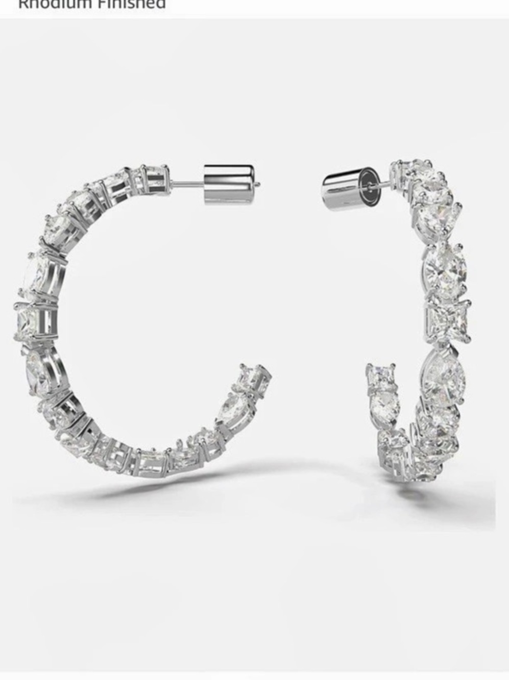 Swarovski Mesmera Hoop Earrings, Mixed cuts, White, Rhodium Finished